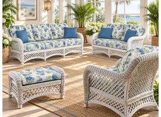White Wicker Furniture Set of 6 Lanai